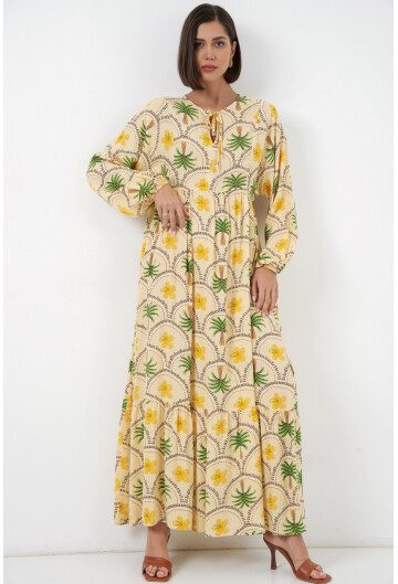 Kadın Desenli Tesettür Elbise 2594