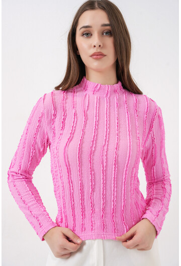 Kadın Dokulu Esnek Örme Bluz 975