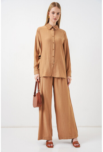 Kadın Dokulu Gömlek Pantolon İkili Takım 6710