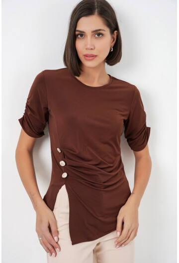 Kadın Düğme Detaylı Sandy Bluz 992