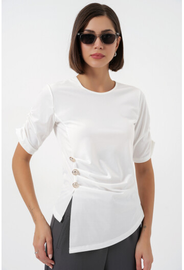 Kadın Düğme Detaylı Sandy Bluz 992