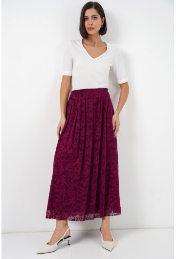 Kadın Flok Baskılı Astarlı Etek 8069