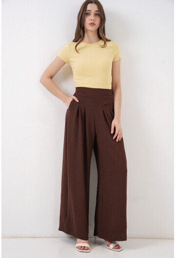 Kadın Geniş Paça Pileli Pantolon 6718