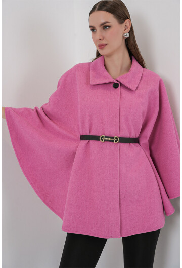 Kadın Kemerli Kaşe Panço 9170