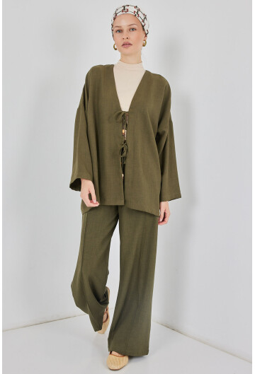 Kadın Keten Kimono İkili Takım 6727