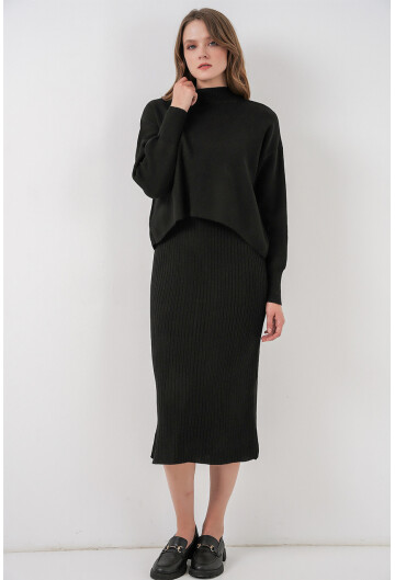 Kadın Kısa Kazaklı Triko Elbise 15958