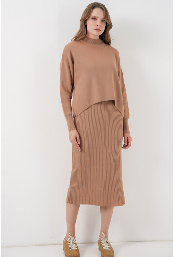 Kadın Kısa Kazaklı Triko Elbise 15958