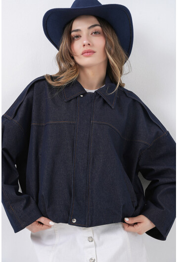 Kadın Kot Bomber Ceket 0737