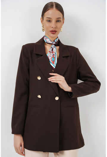 Kadın Kruvaze Yaka Blazer Ceket 0722