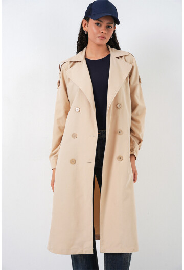 Kadın Kruvaze Yaka Trençkot 5978