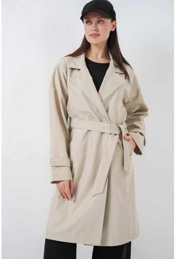 Kadın Kruvaze Yaka Trençkot 5987