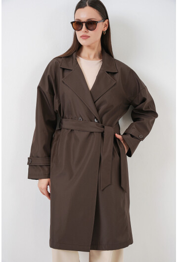 Kadın Kruvaze Yaka Trençkot 5987