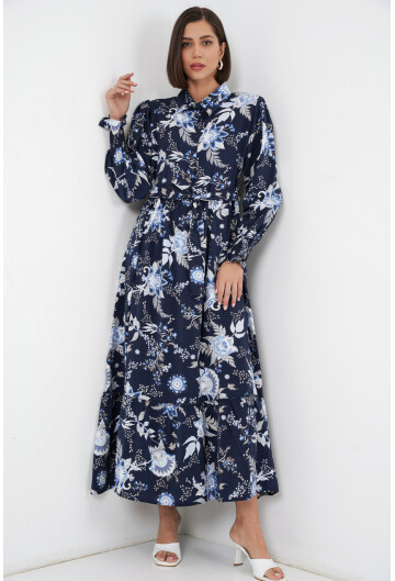 Kadın Kuşaklı Tesettür Elbise 2589