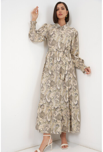 Kadın Kuşaklı Tesettür Elbise 2589