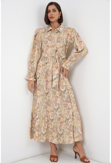 Kadın Kuşaklı Tesettür Elbise 2589