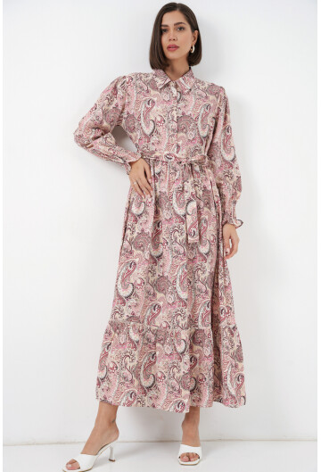 Kadın Kuşaklı Tesettür Elbise 2589