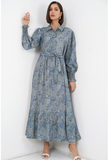 Kadın Kuşaklı Tesettür Elbise 2589