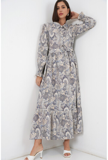 Kadın Kuşaklı Tesettür Elbise 2589