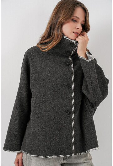 Kadın Nakışlı Kaşe Ceket 9167