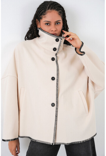 Kadın Nakışlı Kaşe Ceket 9167