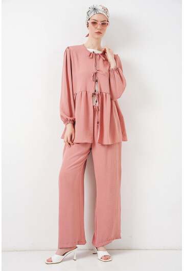 Kadın Önü Bağcıklı Tunik Pantolon İkili Takım 6744