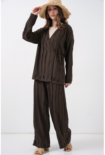 Kadın Örme Kimono Pantolon İkili Takım 30067