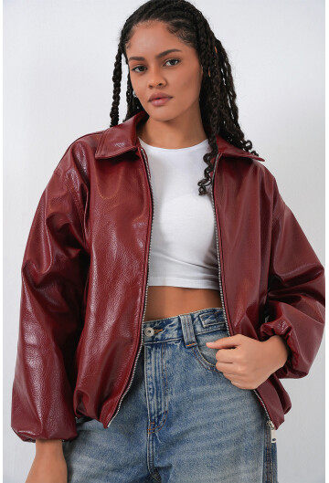 Kadın Oversize Suni Deri Ceket 1049