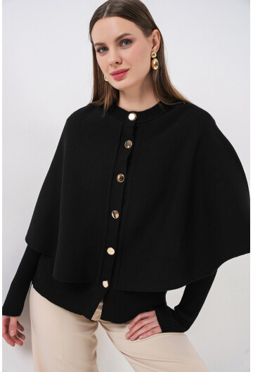 Kadın Pelerinli Triko Hırka 15967