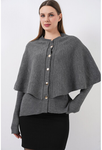 Kadın Pelerinli Triko Hırka 15967