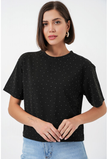 Kadın Taş Detaylı Tişört 990