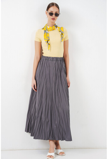 Kadın Uzun Kırışık Etek 8042