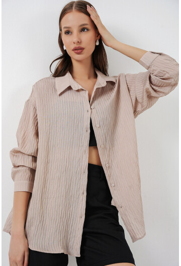 Kadın Uzun Oversize Gömlek 20320