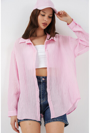 Kadın Uzun Oversize Gömlek 20320