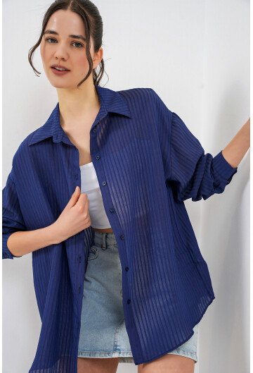 Kadın Uzun Oversize Gömlek 20320