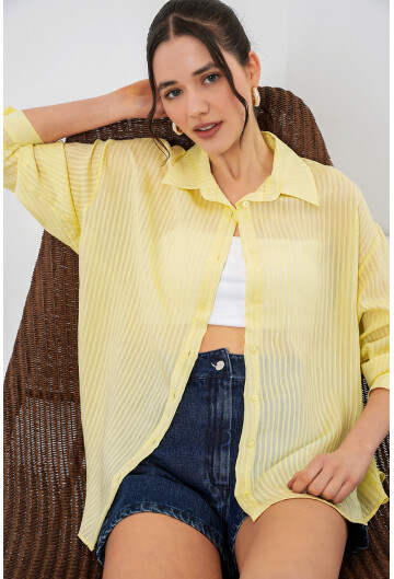 Kadın Uzun Oversize Gömlek 20320