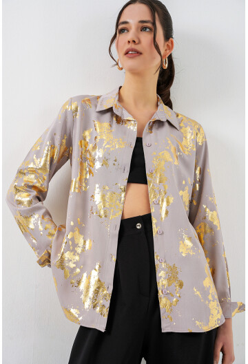 Kadın Varak Desenli Gömlek 20253