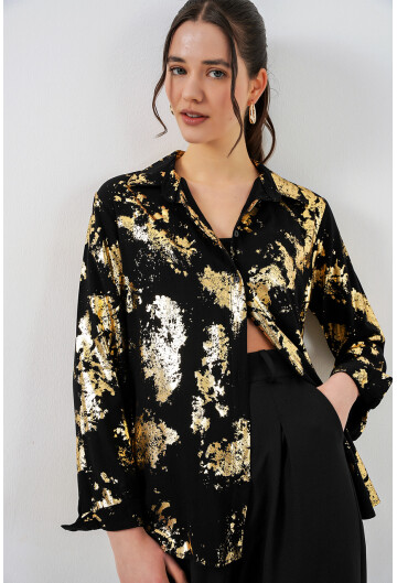 Kadın Varak Desenli Gömlek 20253