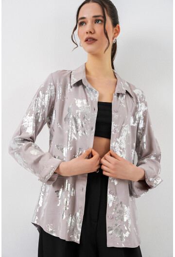 Kadın Varak Desenli Gömlek 20253