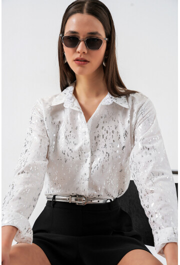 Kadın Varak Desenli Gömlek 20253