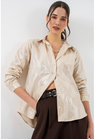 Kadın Varak Desenli Gömlek 20253