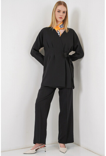 Kadın Yandan Bağlamalı Ceket Pantolon İkili Takım 30099