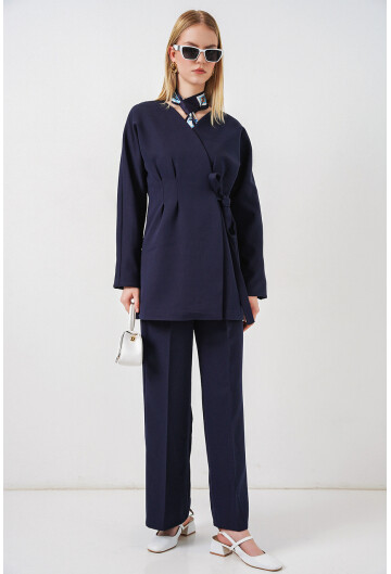 Kadın Yandan Bağlamalı Ceket Pantolon İkili Takım 30099