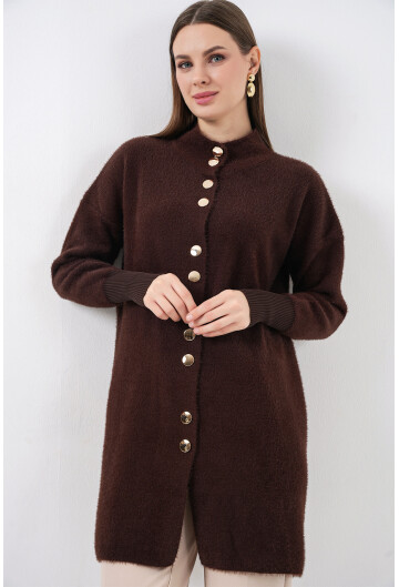 Kadın Yumuşak Dokulu Uzun Triko Hırka 15953