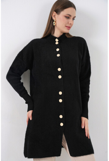 Kadın Yumuşak Dokulu Uzun Triko Hırka 15953