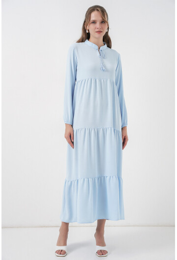 T1627 Yaka Bağcıklı Elbise