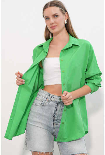 3900 Oversize Uzun Basic Gömlek