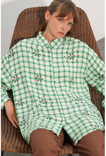 3900 Oversize Uzun Basic Gömlek