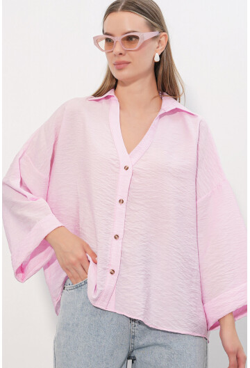 Kadın Geniş Kol Oversize Gömlek 20401