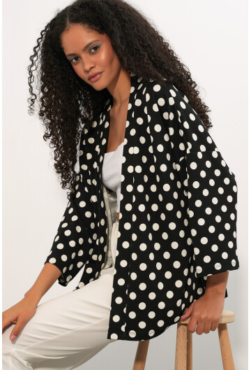Kadın Örme Puantiyeli Kimono 5996