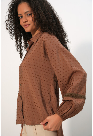 Kadın Oversize Desenli Gömlek 20379